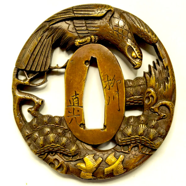 Edo Period Yanagawa Tsuba Signed Naomitsu