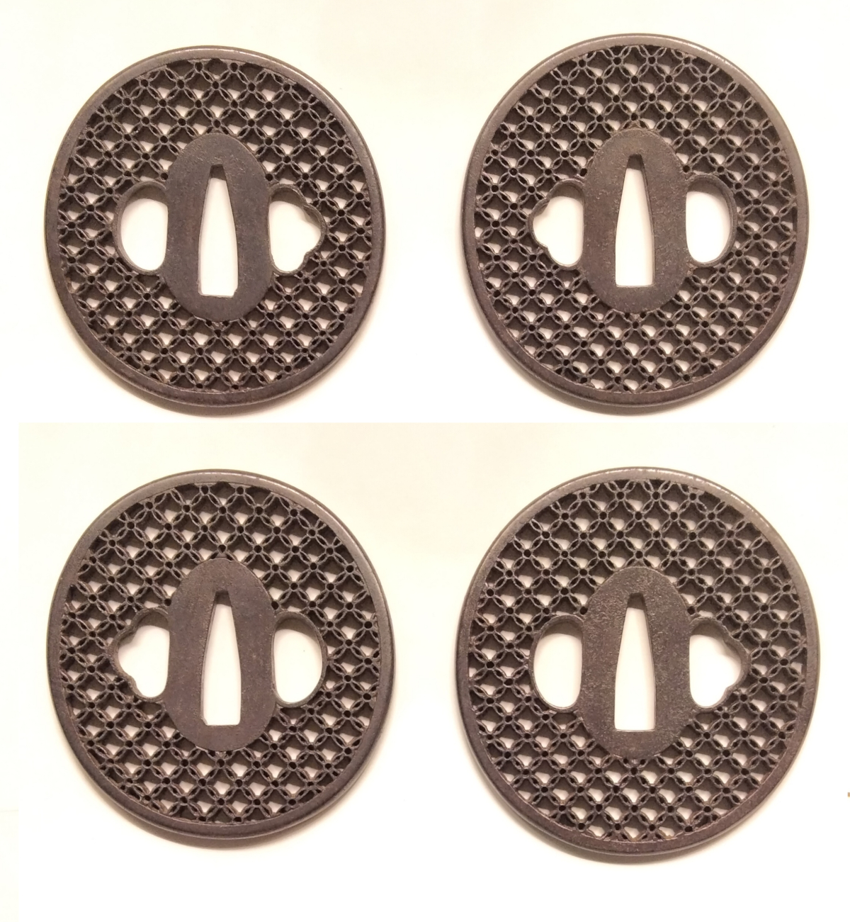 Edo Period Iron Kyo-Sukashi Shippo Daisho Tsuba Set - Image 2