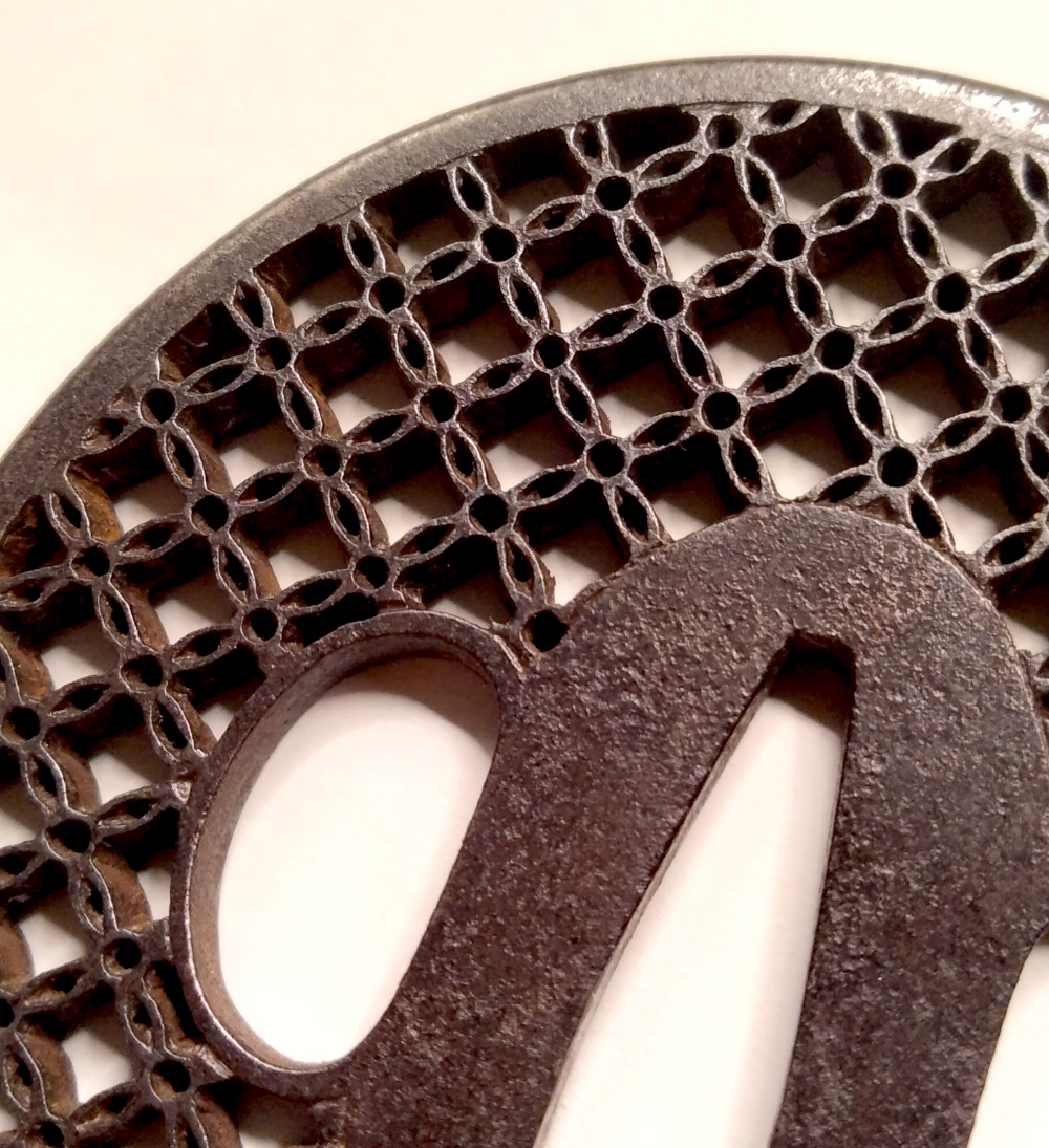 Edo Period Iron Kyo-Sukashi Shippo Daisho Tsuba Set - Image 9