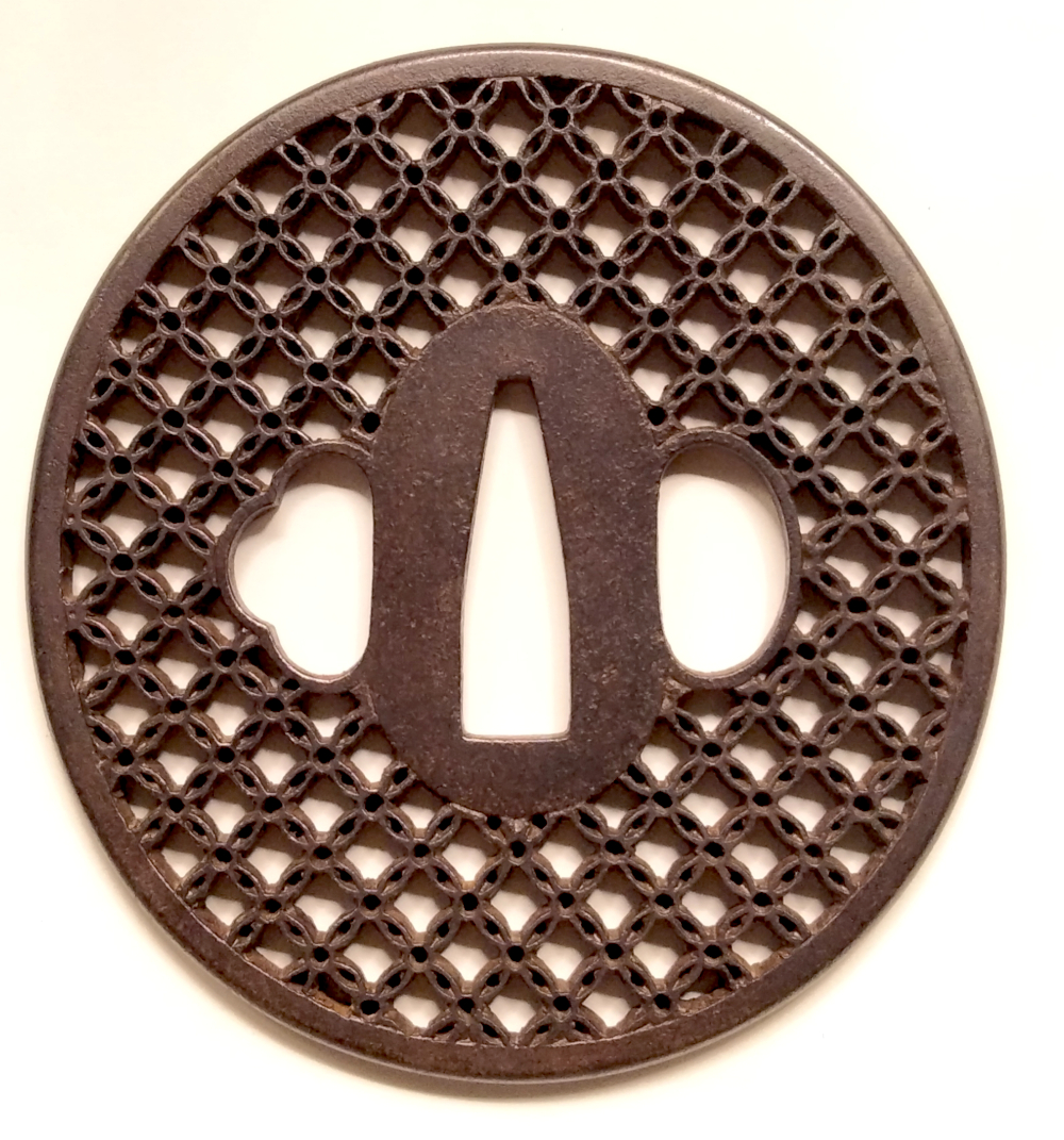 Edo Period Iron Kyo-Sukashi Shippo Daisho Tsuba Set - Image 3