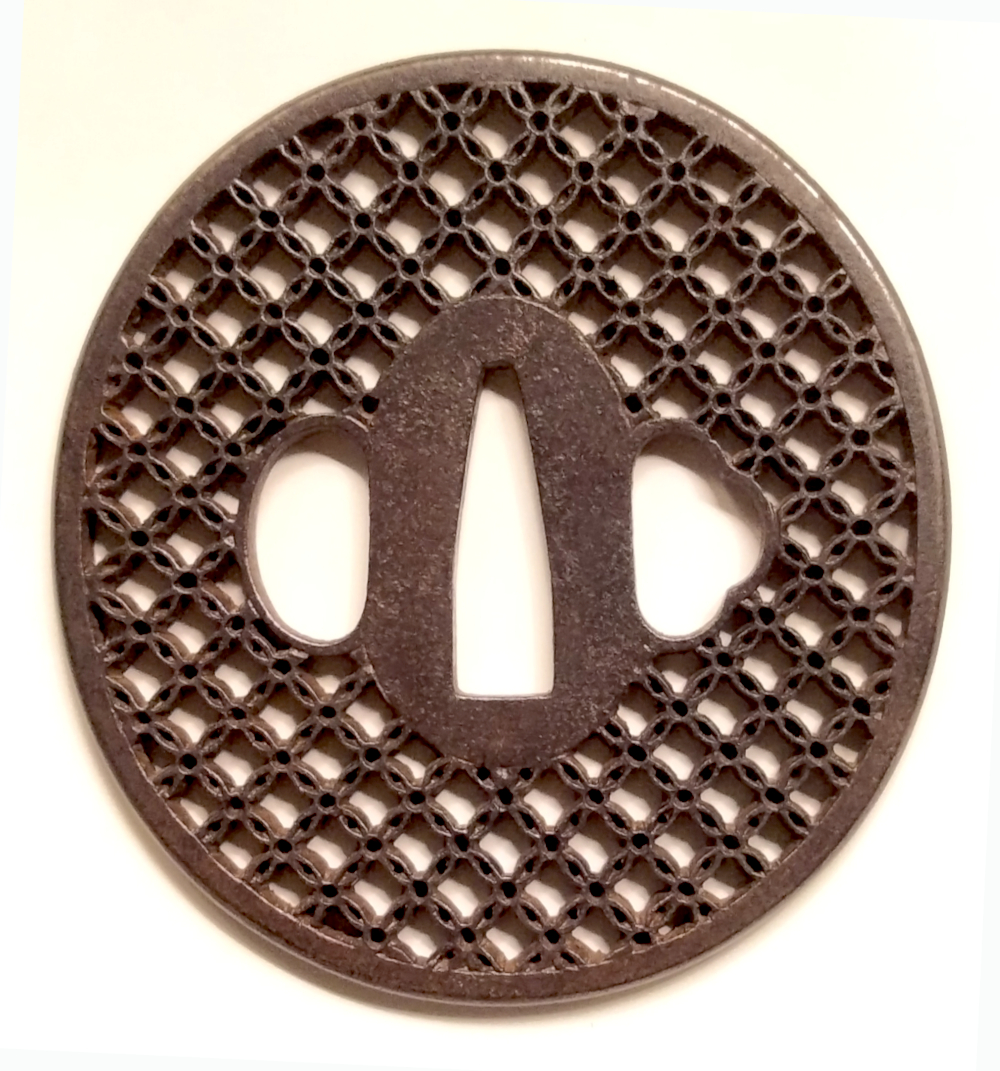 Edo Period Iron Kyo-Sukashi Shippo Daisho Tsuba Set - Image 4