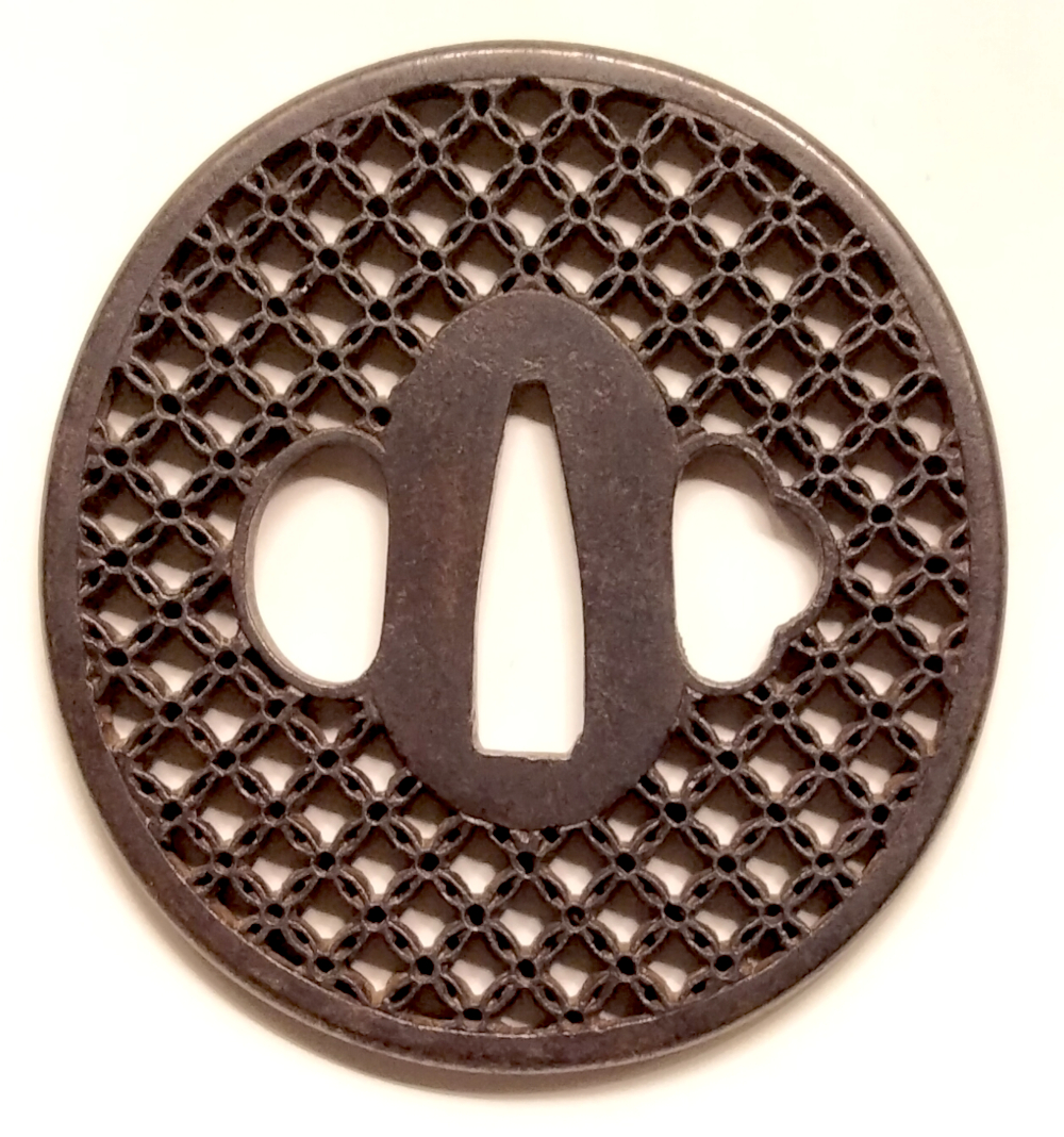 Edo Period Iron Kyo-Sukashi Shippo Daisho Tsuba Set - Image 5