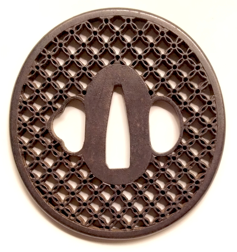 Edo Period Iron Kyo-Sukashi Shippo Daisho Tsuba Set - Image 6