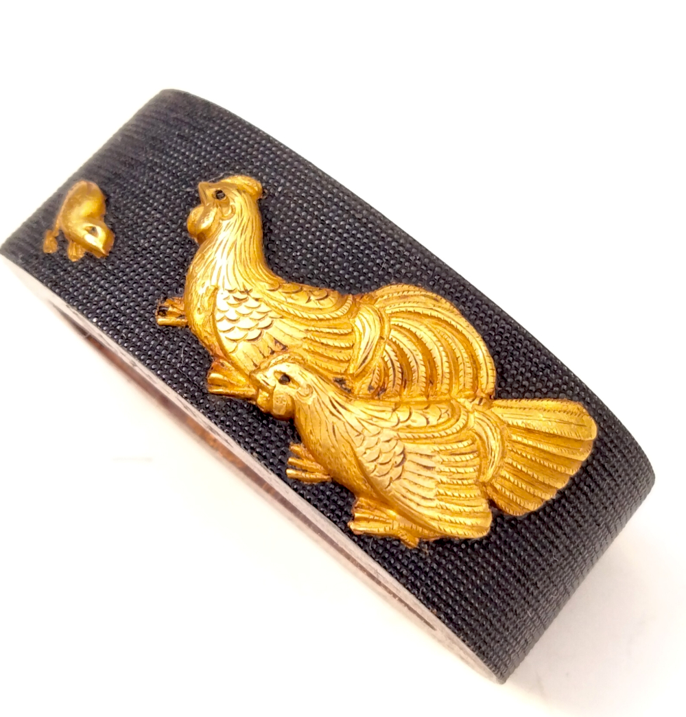 Rooster Design Signed Fuchi Kashira and Menuki - Image 5