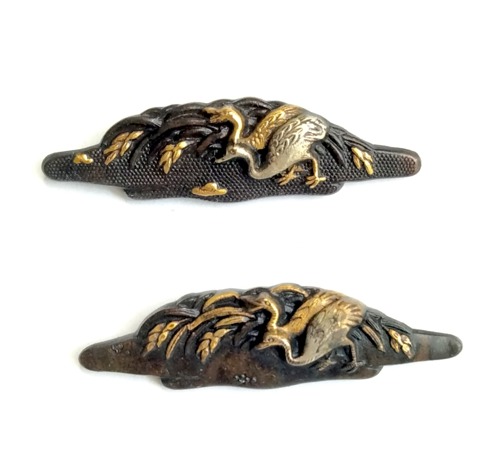 Edo Period Menuki With Crane Design