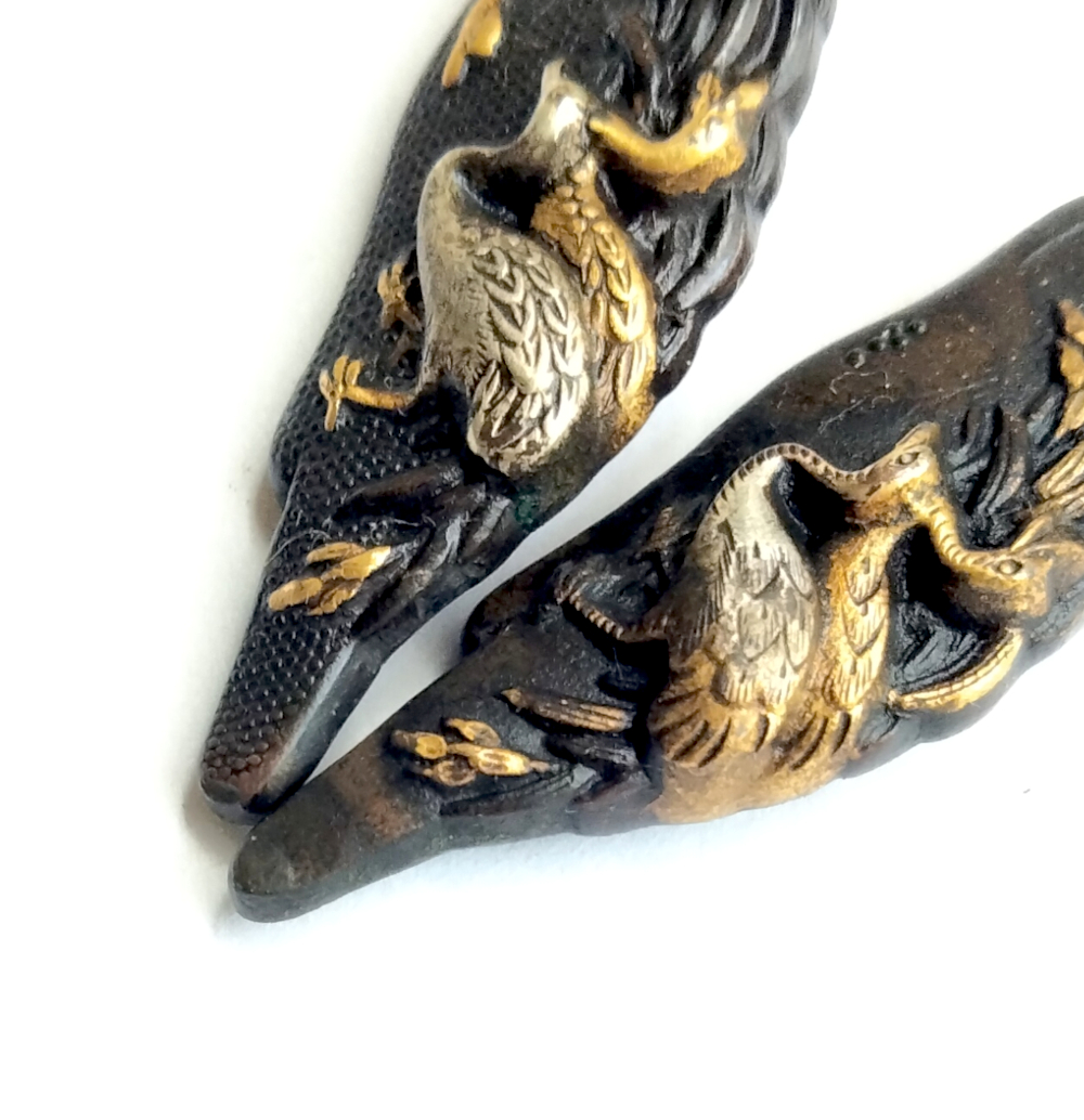 Edo Period Menuki With Crane Design - Image 3